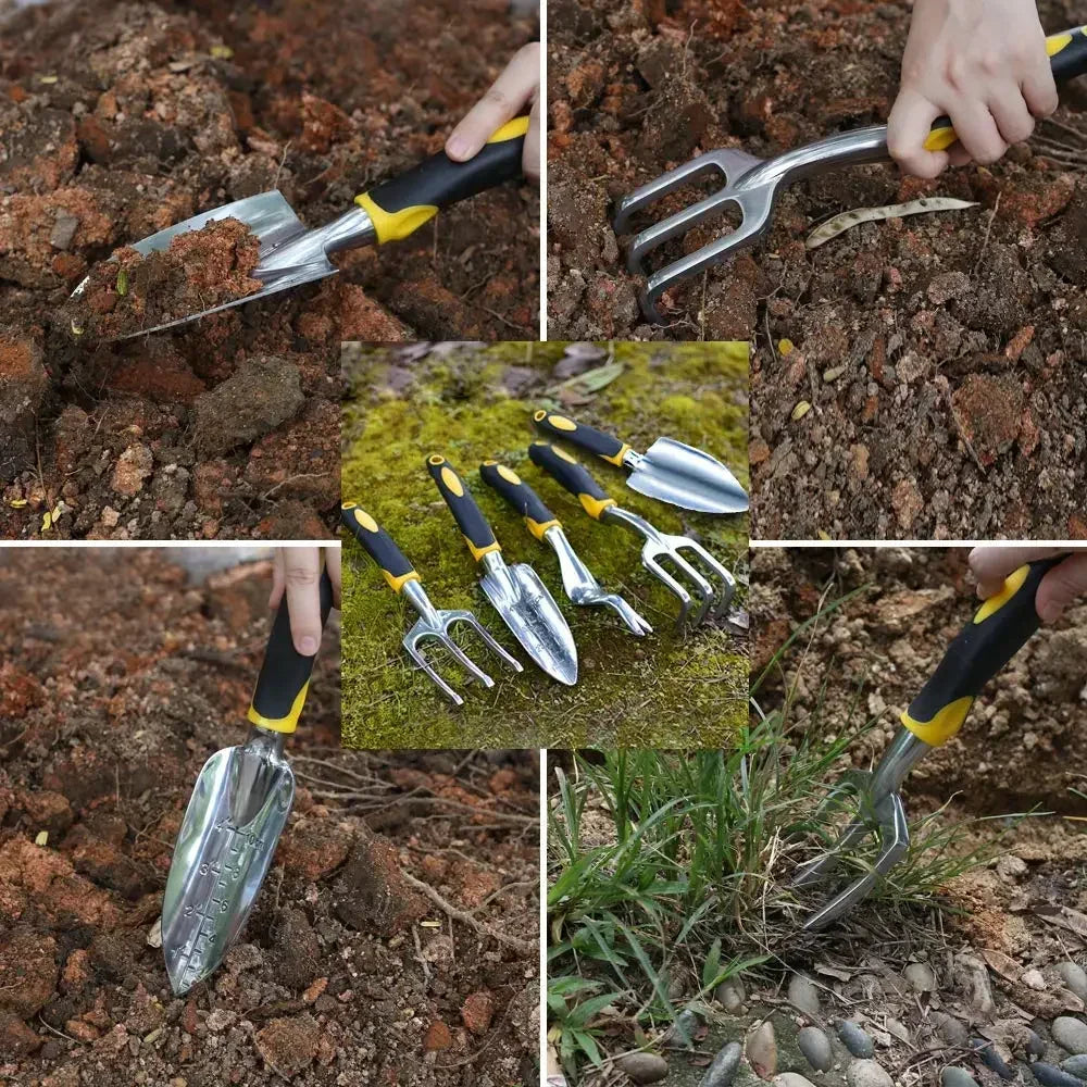Key Uses for Weeding Fork, Cultivator Rake, Weeder Fork, Hand Trowel, Transplanter