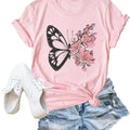 Women's Flower Butterfly Graphic T-Shirt Casual Summer Tee