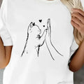 Comfortable Lovely Cat Paw Heart Print T-Shirt Short Sleeve T Shirt Women's T-Shirt Clothing Top Tee