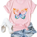 Women's Flower Butterfly Graphic T-Shirt Casual Summer Tee